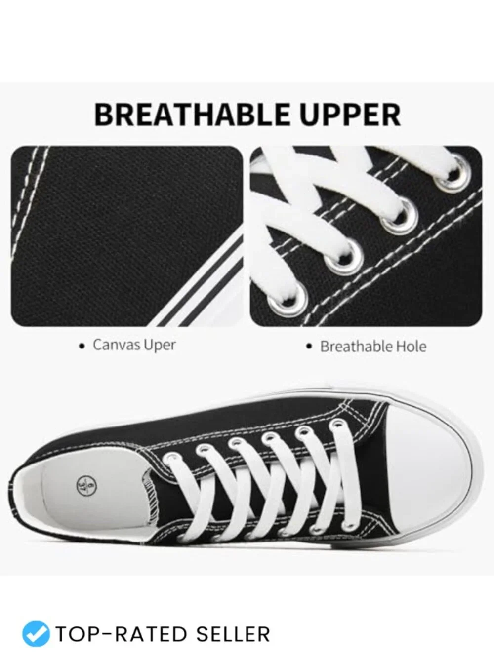 Platform Sneakers for Women - Breathable Canvas Lace-Up Walking Shoes